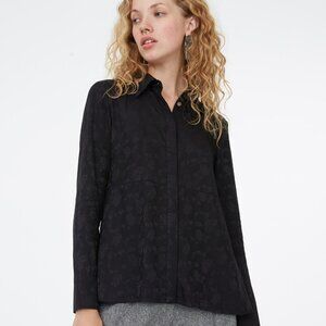 Club Monaco - Black brocade / jacquard flower blouse - Size L